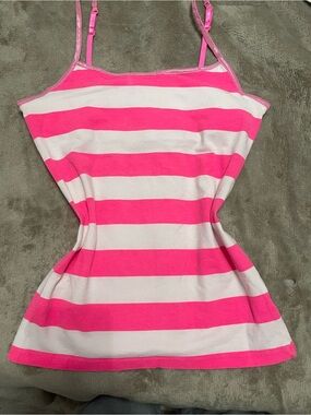 Pink and White Striped Cami Tank Top